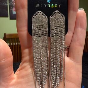 Windsor Sparkling Silver Fringe Earrings